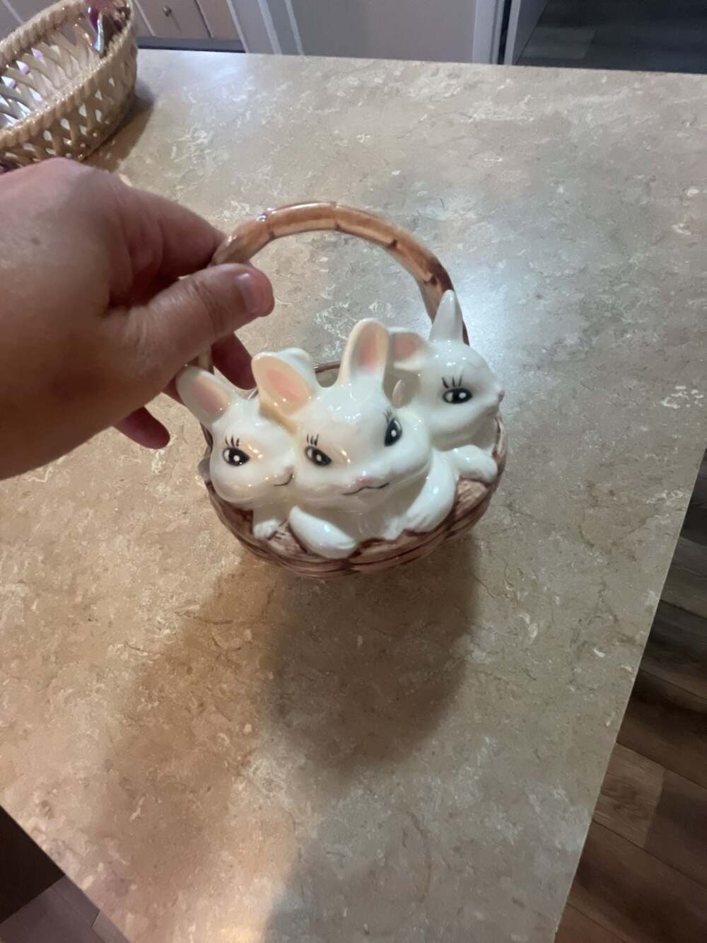 Atlantic Mold Ceramic Easter Bunny Basket Figurine